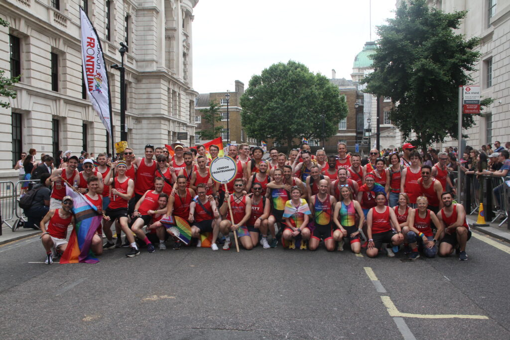 London Frontrunners group shot at Pride 2024 